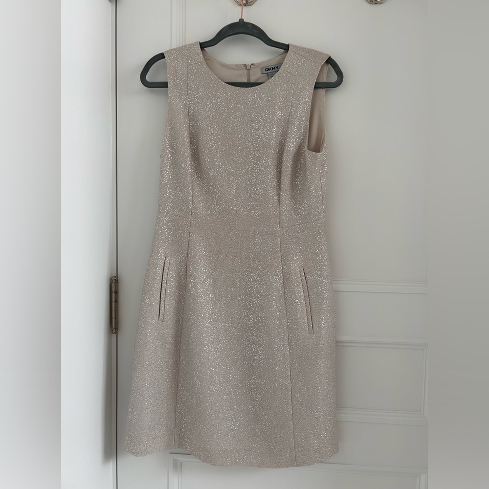 DKNY Cocktail dress. Champagne colour with silver accents. Vintage (2000’s)